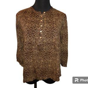Haut Bohème Lucky Brand – Imprimé Floral, Manches Longues, Coton Léger – Taille S – Occasion